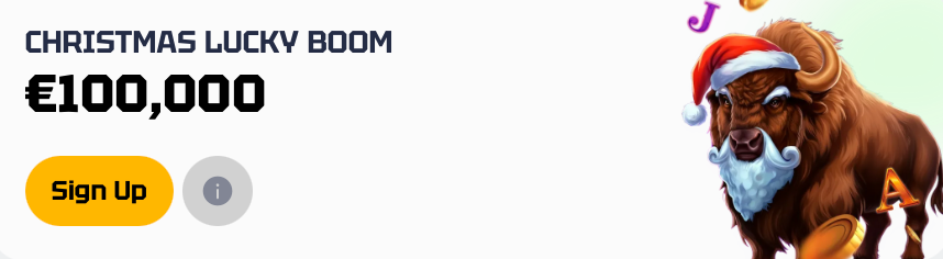 Buffalo wearing a Santa hat for the Christmas Lucky Boom €100,000 event.